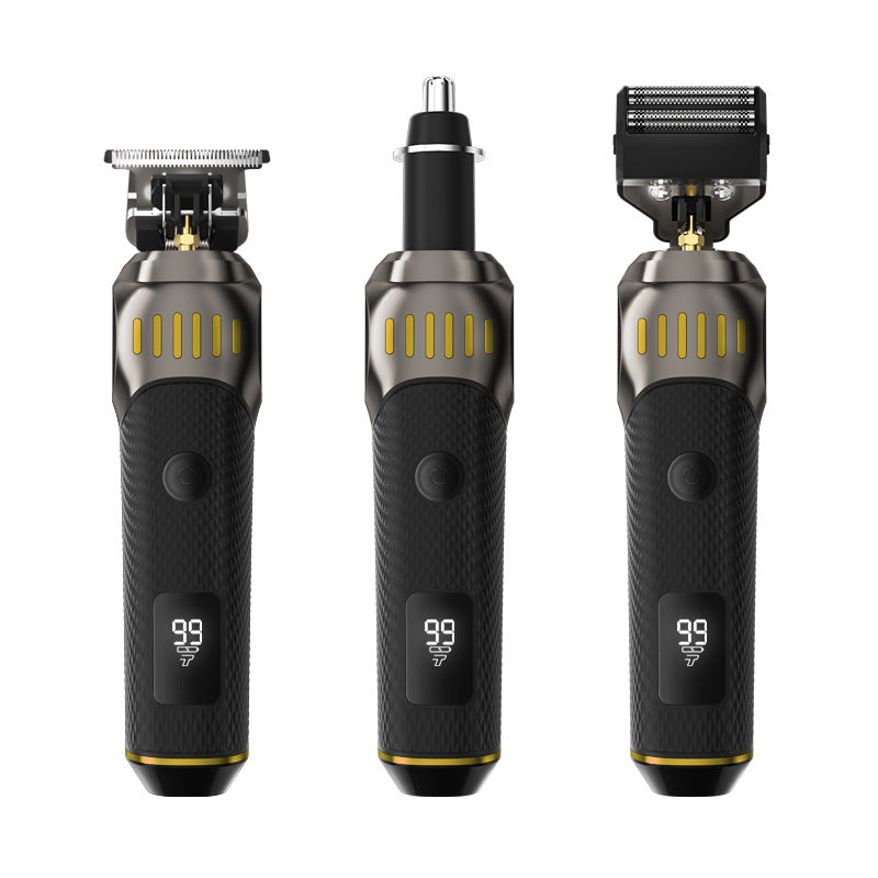 🌞VÅRREA 50% RABATT!🧔Luxe 3-i-1 professionell vårdset för män - T-skärmaskin, folieklippare & näsborstrimmer - Med LED-display & USB-laddbar