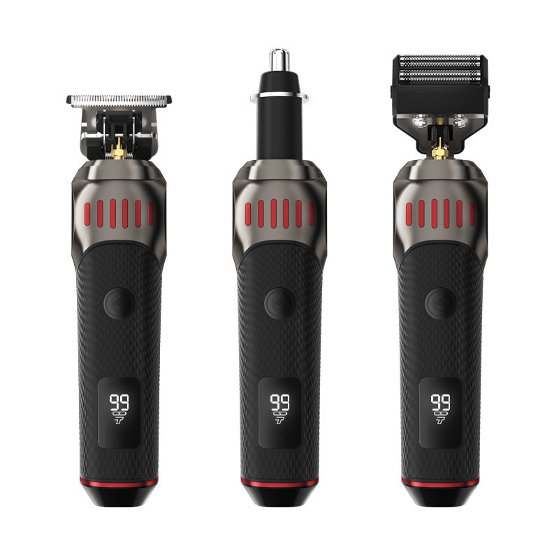 🌞VÅRREA 50% RABATT!🧔Luxe 3-i-1 professionell vårdset för män - T-skärmaskin, folieklippare & näsborstrimmer - Med LED-display & USB-laddbar