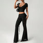 👖 50% RABATT NU!🌸 Dam Ryschad Spetspanel Vida Byxor – Eleganta & Smickrande – Stretchiga Vida Byxor 💃