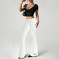 👖 50% RABATT NU!🌸 Dam Ryschad Spetspanel Vida Byxor – Eleganta & Smickrande – Stretchiga Vida Byxor 💃