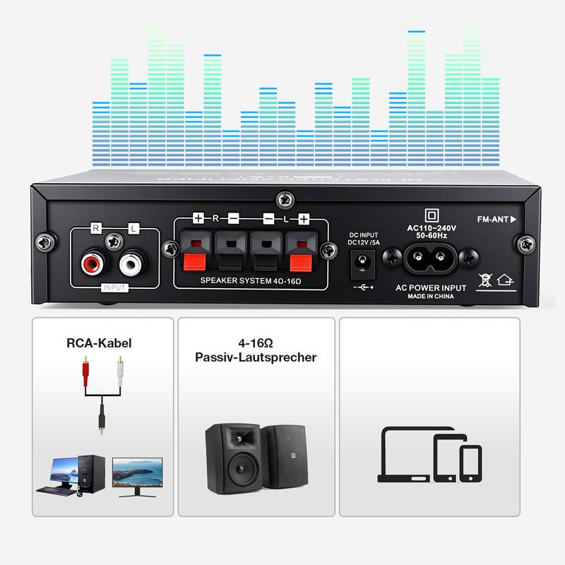 🔥50% RABATT! 🔥2-kanals 600 W mini-hifi-förstärkare med digital Bluetooth-ljud och FM-radio