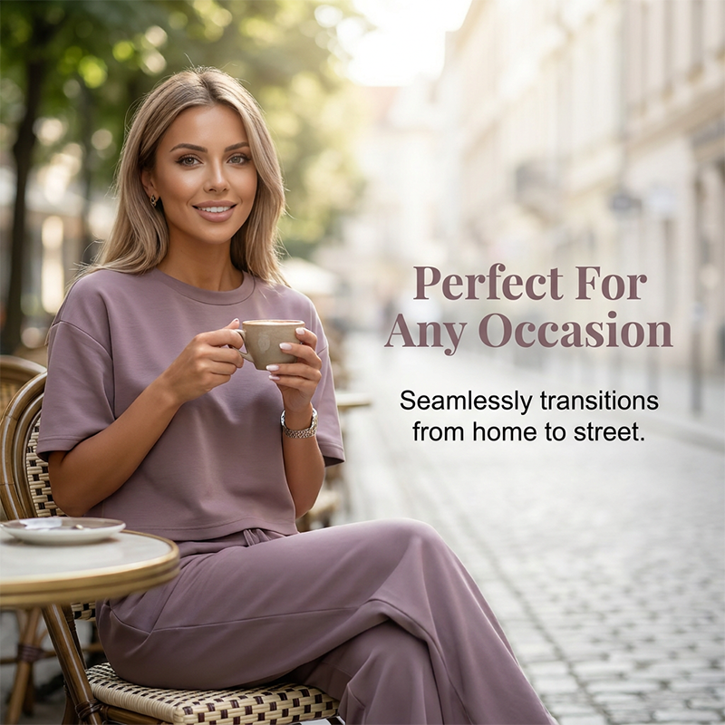 👚 BEGRÄNSAD TID: 50 % RABATT! ✨ Set med damtröja och byxor med vida ben – mjukt, andningsbart, hemma- och fritidskläder 🌿