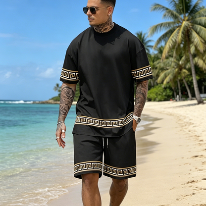 🌿 TIDSBEGRÄNSAD 50% RABATT! ✨ Kortärmad T-shirt & Shorts Set – Andningsbart, Oversized ✨
