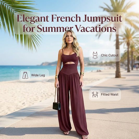 👗 50% RABATT NU!✨Sleeveless Cutout Wide-Leg Jumpsuit with Back Tie