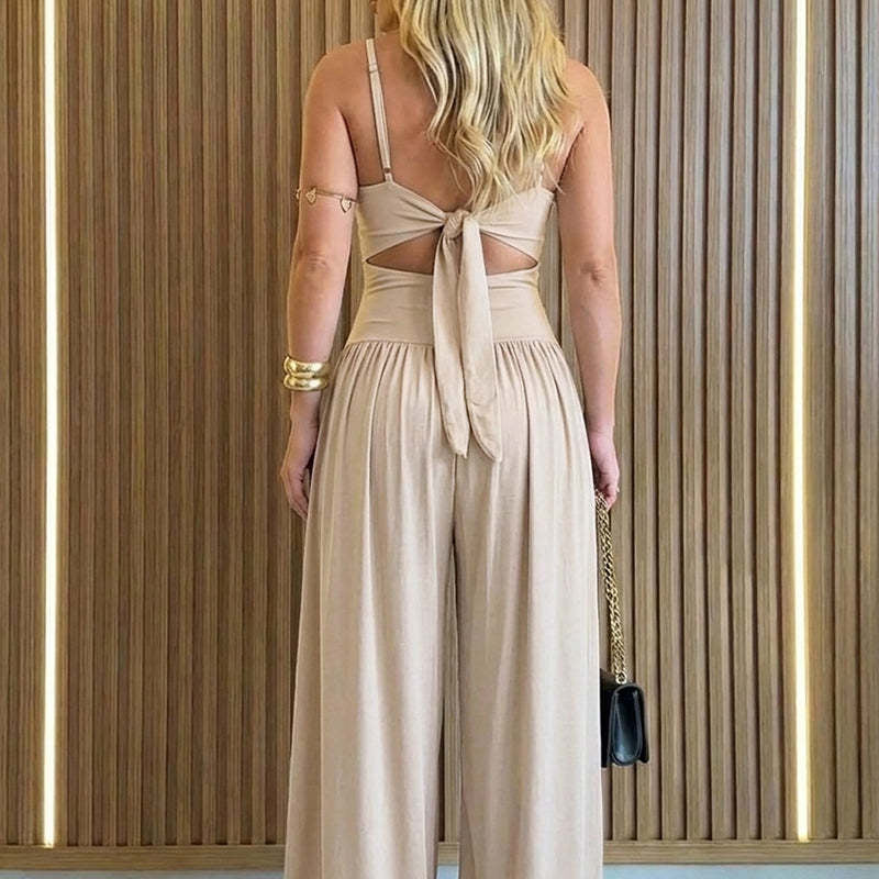 👗 50% RABATT NU!✨Sleeveless Cutout Wide-Leg Jumpsuit with Back Tie