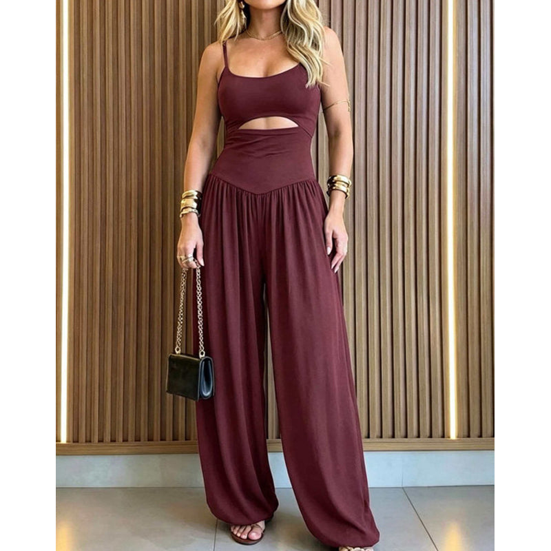 👗 50% RABATT NU!✨Sleeveless Cutout Wide-Leg Jumpsuit with Back Tie