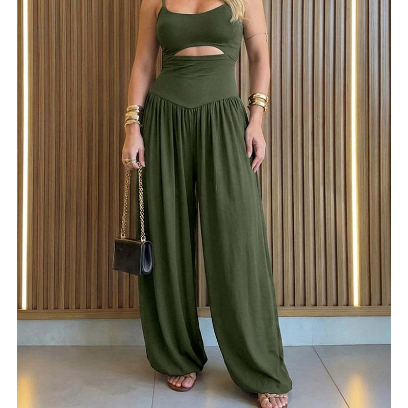 👗 50% RABATT NU!✨Sleeveless Cutout Wide-Leg Jumpsuit with Back Tie