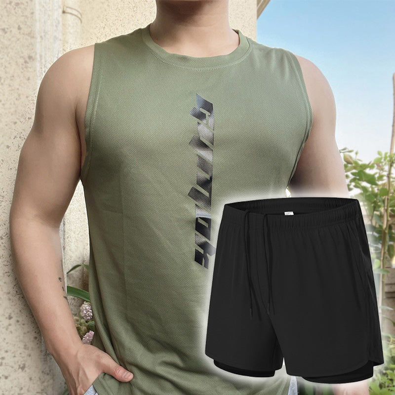 💪 50 % RABATT NU! 🏃‍♂️ Tvådelat set för män med sportlinne och lösa shorts – Snabbtorkande, andningsbart och lätt – perfekt för gymmet, löpning eller varmt väder 🔥
