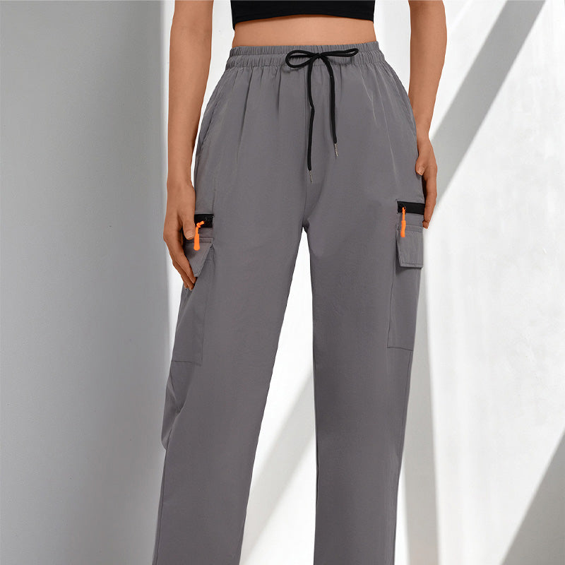 ⏰【Nyhet: 50 % rabatt】👖✨ Cargo-byxor för dam med dragsko och fickor – justerbar midja & gott om förvaring