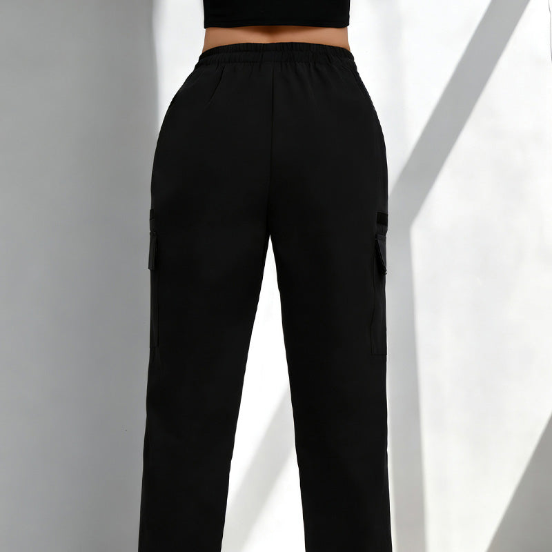 ⏰【Nyhet: 50 % rabatt】👖✨ Cargo-byxor för dam med dragsko och fickor – justerbar midja & gott om förvaring