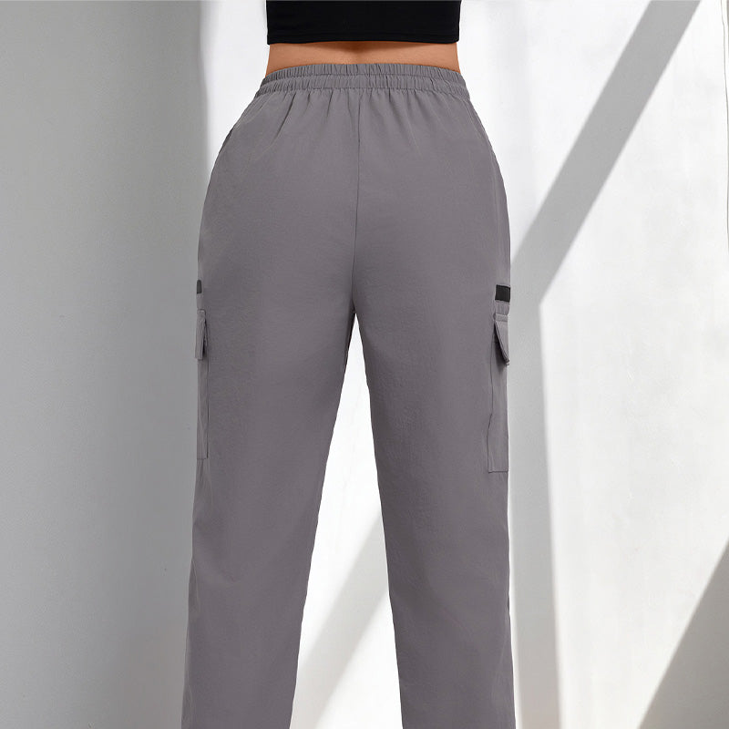 ⏰【Nyhet: 50 % rabatt】👖✨ Cargo-byxor för dam med dragsko och fickor – justerbar midja & gott om förvaring