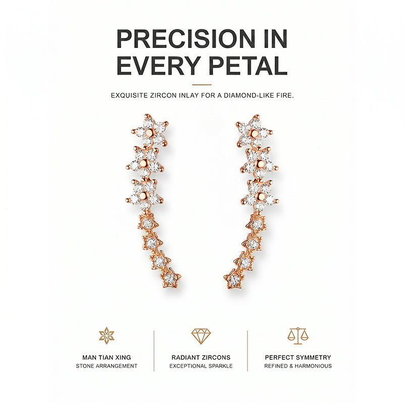 ✨ 50% RABATT! 🌟 Starry flower rhinestone ear climber örhängen – Glittrande kristaller & bekväm klätterdesign – Perfekt för vardagslyx eller speciella tillfällen – elegant & festlig 🌸
