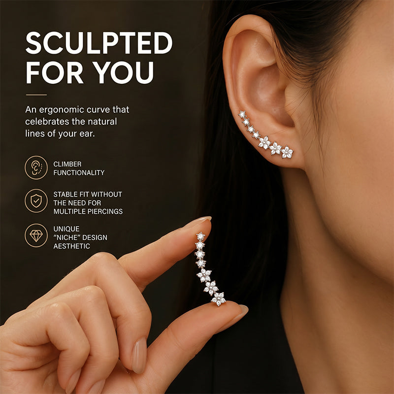 ✨ 50% RABATT! 🌟 Starry flower rhinestone ear climber örhängen – Glittrande kristaller & bekväm klätterdesign – Perfekt för vardagslyx eller speciella tillfällen – elegant & festlig 🌸