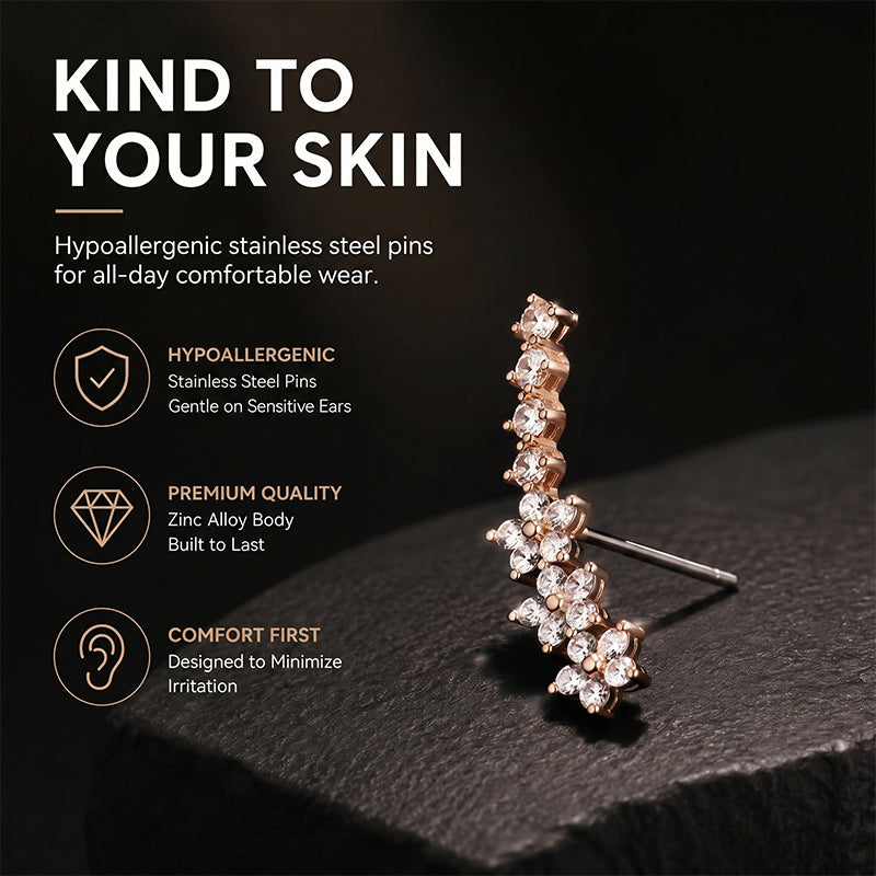 ✨ 50% RABATT! 🌟 Starry flower rhinestone ear climber örhängen – Glittrande kristaller & bekväm klätterdesign – Perfekt för vardagslyx eller speciella tillfällen – elegant & festlig 🌸