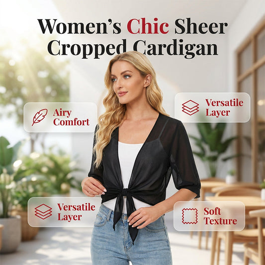 💖 Köp 1 få 1 gratis!🌿 Dam Chiffong Topp med Knytning – Genomskinlig, Croppad & Elegant – Sommar Lager Essential 👒