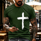✝️ BEGRÄNSAD TID: 50 % RABATT! ✨ Herr-T-shirt med tro-motiv – Slitet kors, bekväm passform, hög kvalitet 🧡