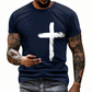 ✝️ BEGRÄNSAD TID: 50 % RABATT! ✨ Herr-T-shirt med tro-motiv – Slitet kors, bekväm passform, hög kvalitet 🧡