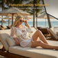 👙 50% RABATT NU! 🌊 Boho Virkad Strandklänning med Tofsar – Luftig, flödande & bohemisk chic – perfekt vid poolen, stranden eller på sommarsemester – justerbar passform 🧶
