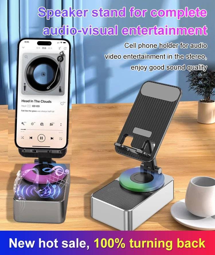 🔊 Mobilhållare med Bluetooth-högtalare – kraftfullt ljud, inbyggd mikrofon & perfekt för videosamtal, musik & GPS, justerbar vinkel ⚡