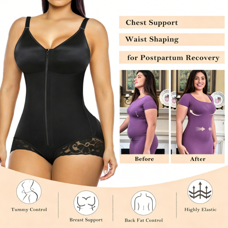 🔥50% RABATT NU!🔥 Dam Magkontrollerande Shapewear-Body med Dragkedja