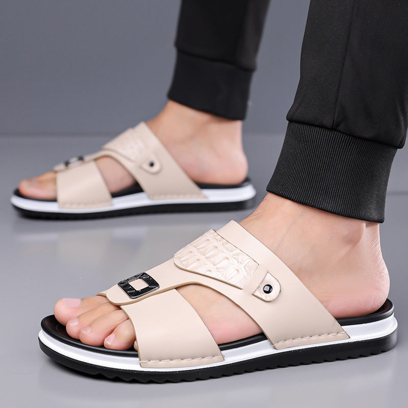 👞 50% RABATT! 💫 Herr konstläder slip-on sandaler – Andningsbar mesh & halksäker sula – Bekväm passform, perfekta för sommar, strand eller vardagspromenader 🏖️