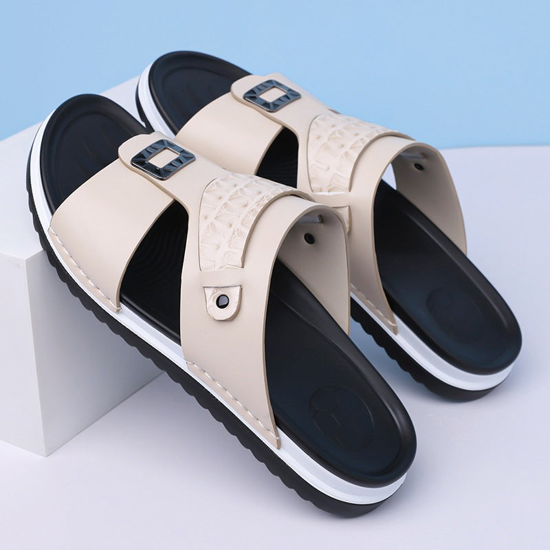 👞 50% RABATT! 💫 Herr konstläder slip-on sandaler – Andningsbar mesh & halksäker sula – Bekväm passform, perfekta för sommar, strand eller vardagspromenader 🏖️