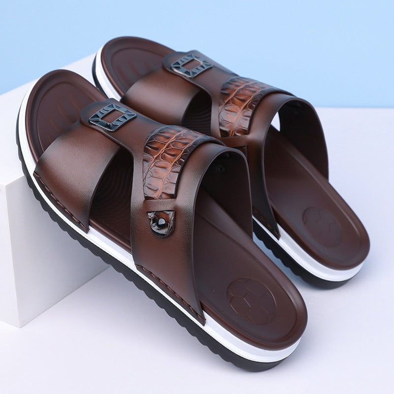 👞 50% RABATT! 💫 Herr konstläder slip-on sandaler – Andningsbar mesh & halksäker sula – Bekväm passform, perfekta för sommar, strand eller vardagspromenader 🏖️
