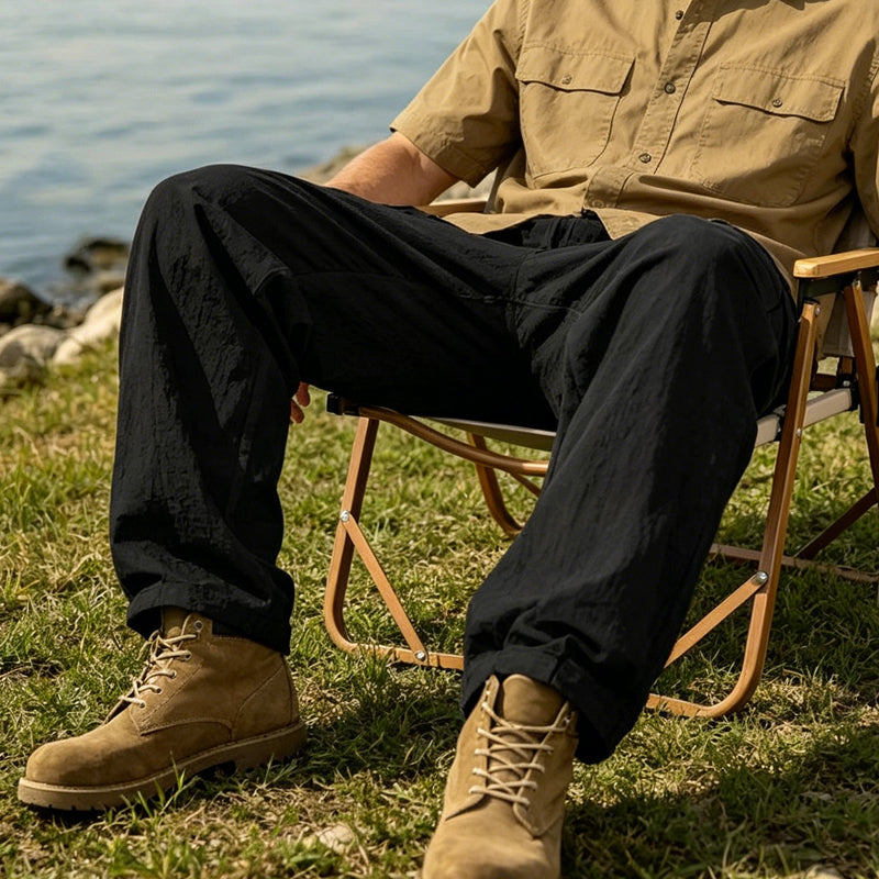 👖 50% RABATT NU! 🌿 Herr Bomull Linne Cargobyxor – Andningsbara, Avslappnad Vida Passform & Multi-Fickor – Dragsko Midja för Enkel Justering ☀️