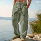 👖 50% RABATT NU! 🌿 Herr Bomull Linne Cargobyxor – Andningsbara, Avslappnad Vida Passform & Multi-Fickor – Dragsko Midja för Enkel Justering ☀️