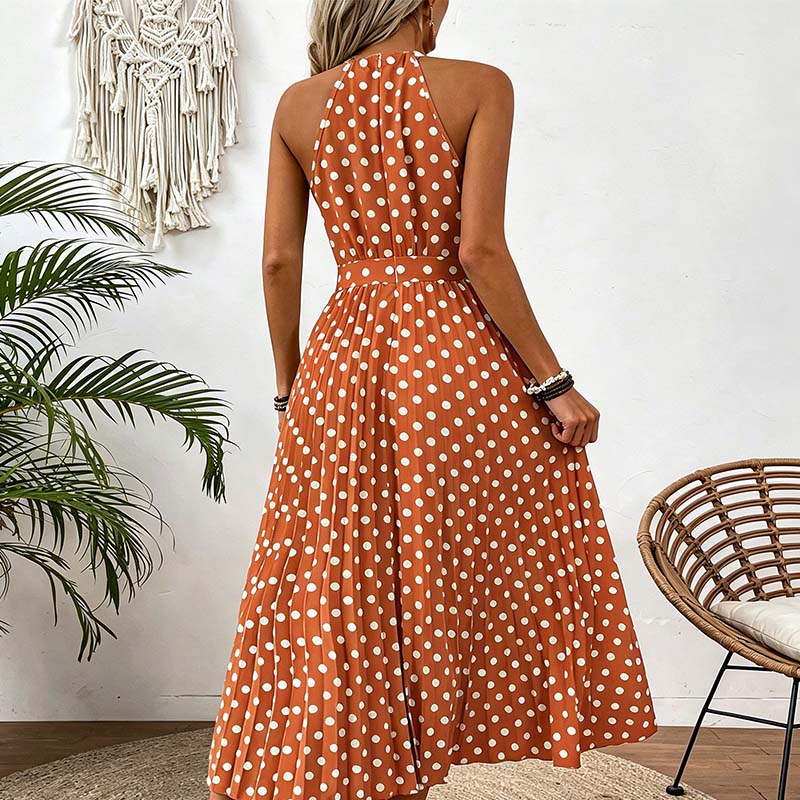 ⏳50 % rabatt under en begränsad tid⏰Halterklänning med prickar för dam👗
