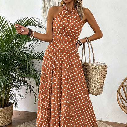 ⏳50 % rabatt under en begränsad tid⏰Halterklänning med prickar för dam👗