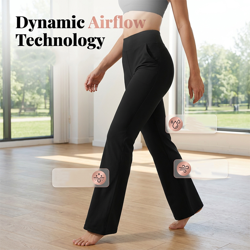 🧘‍♀️60 % RABATT! ✨ Damernas stretchiga bootcut-yogabyxor – smickrande, ultraflexibla, med fickor