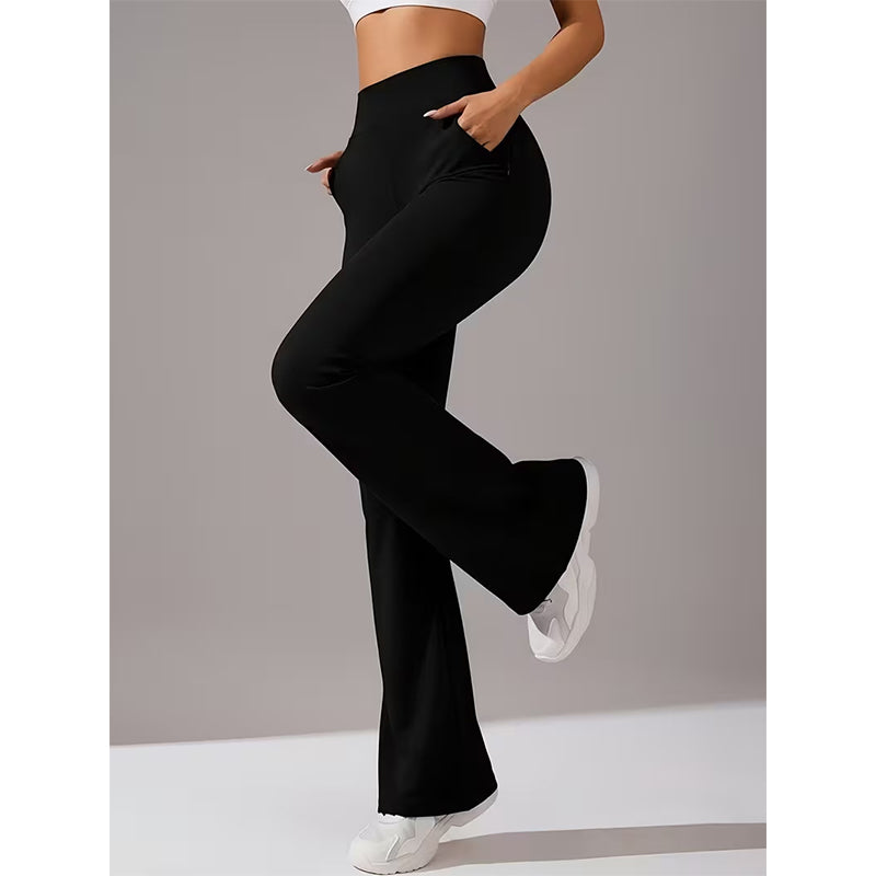 🧘‍♀️60 % RABATT! ✨ Damernas stretchiga bootcut-yogabyxor – smickrande, ultraflexibla, med fickor