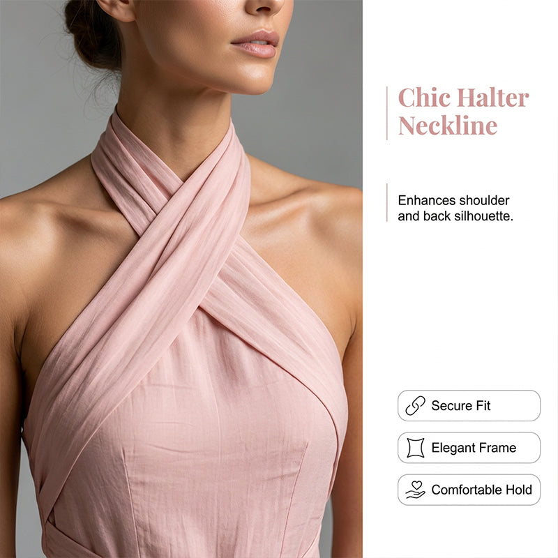 Elegant halterneck-overall utan ärmar med knytband i midjan