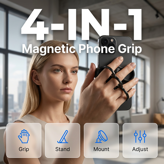 📢📢50 % RABATT !! ⏰Multifunktionellt magnetiskt mobilgrepp och stativ med 4 ringar