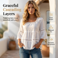 🌸 BEGRÄNSAD TID: 50 % RABATT! 🌸 Elegant sommarblus med fyrkantig halsringning – boho-spets, klockformade ärmar, flödande lager ✨