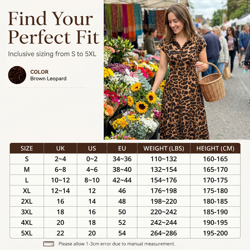 👗 50% RABATT NU! 🐆 Damernas Eleganta Leopardmönstrad Klänning med Slag – Chic, Smickrande & Djärv Stil 🥂