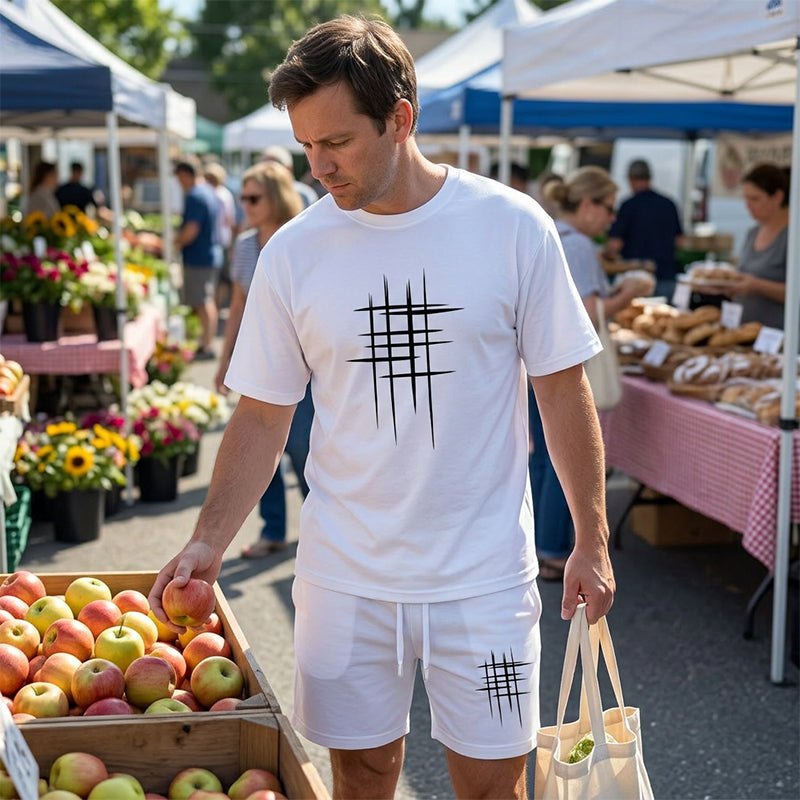 👕 50% RABATT! ⏰ Men's casual topp & shorts 2-delat set – Mjuk & andningsbar – Avslappnad passform, perfekt för lata sommardagar eller stranden – enkel matchande stil ☀️🩳