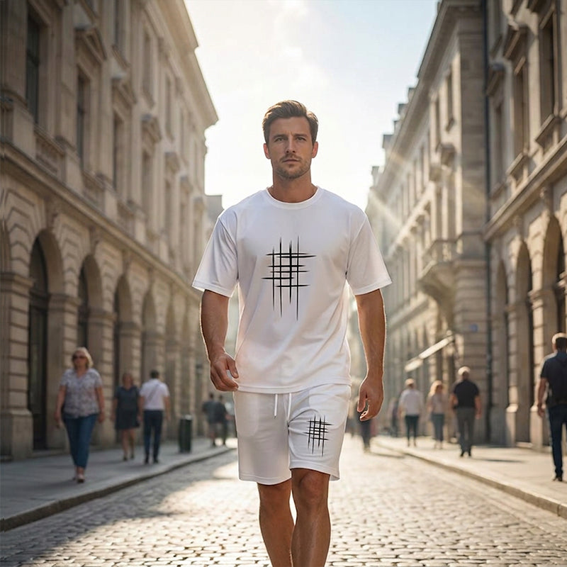 👕 50% RABATT! ⏰ Men's casual topp & shorts 2-delat set – Mjuk & andningsbar – Avslappnad passform, perfekt för lata sommardagar eller stranden – enkel matchande stil ☀️🩳