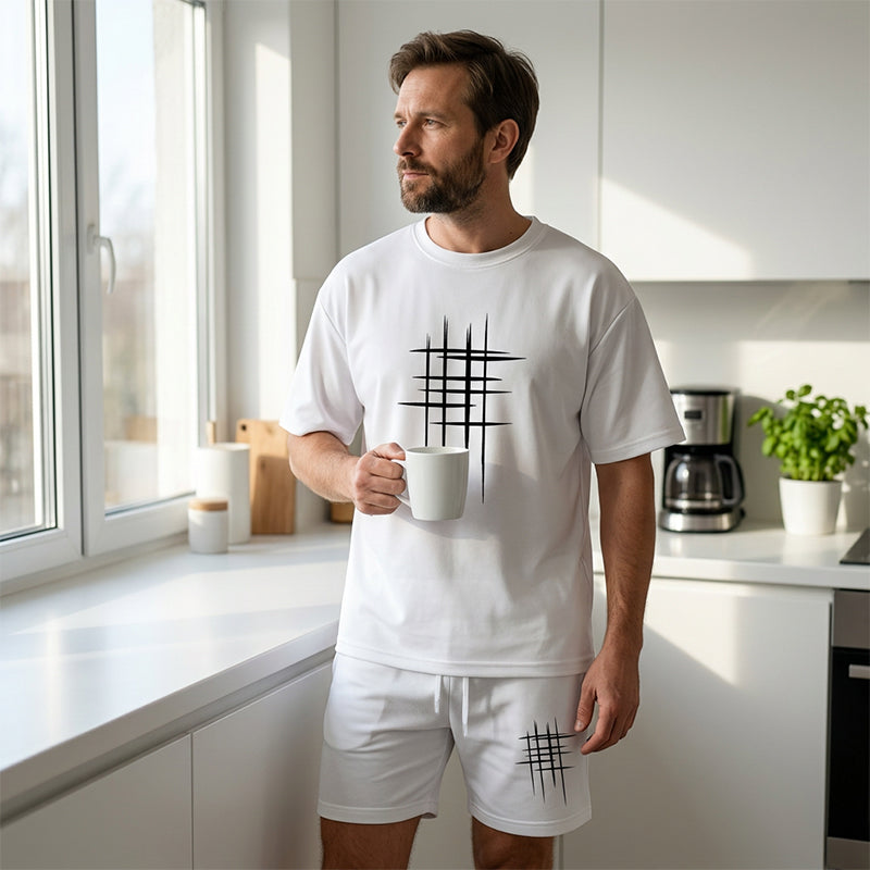 👕 50% RABATT! ⏰ Men's casual topp & shorts 2-delat set – Mjuk & andningsbar – Avslappnad passform, perfekt för lata sommardagar eller stranden – enkel matchande stil ☀️🩳