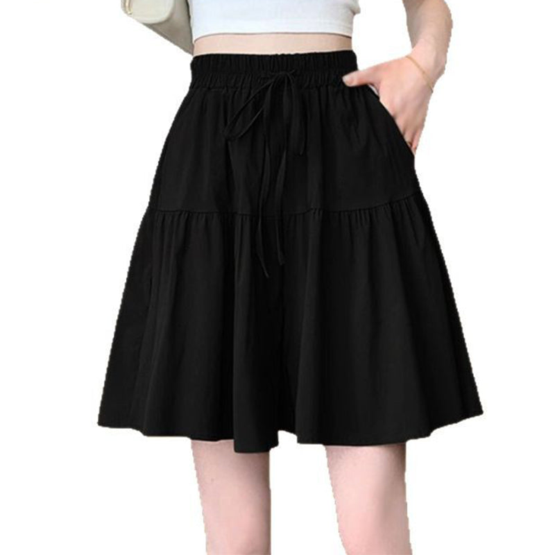 👗🏃Dam Kjolbyxor med Hög Midja, Vida Ben och Volangkanter