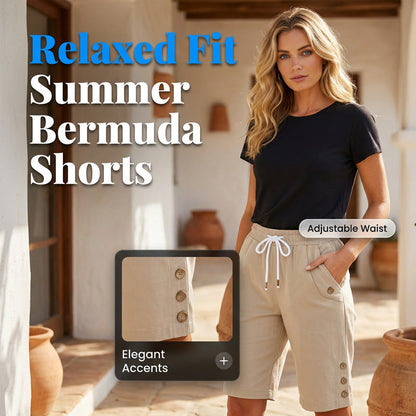 👖 BEGRÄNSAD TID: 50 % RABATT! 💥Bermudashorts med dragsko för damer i casual-stil