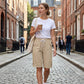 👖 BEGRÄNSAD TID: 50 % RABATT! 💥Bermudashorts med dragsko för damer i casual-stil