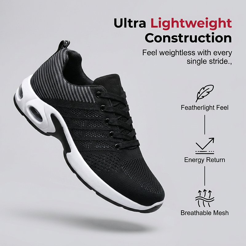 👟 50 % RABATT! 💨 Herr träningsskor – mesh-överdel, lätt stötdämpning & perfekta för löprundan, promenaden eller jobbet, svala & bekväma året om 🏃‍♂️