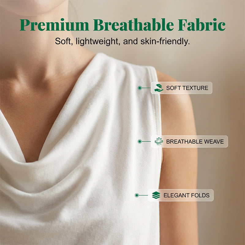 👗 LIMITED-TIME 50% OFF! 💥 Elegant Slim Fit Cowl Neck Dress – Sleeveless, Side Pockets, Versatile ✨