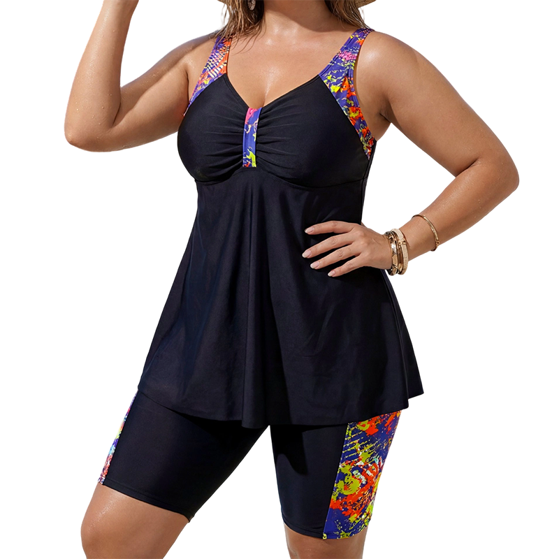 👙 50% RABATT! 🌊 Flödande tankini-baddräkt för kvinnor med shorts – Bekväm passform & snabbtorkande – Perfekt för strand, pool eller semester – stilren och praktisk ☀️✨