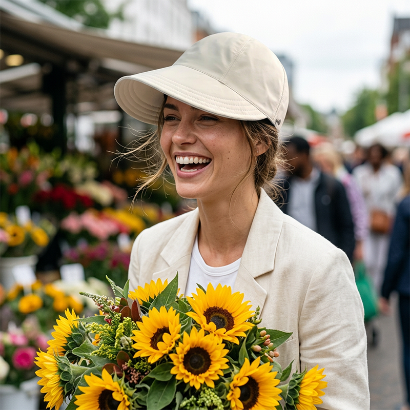👒 Andningsbar Solhatt med Hästsvansöppning – UPF 50+ Skydd, Justerbart Band & Strukturbevarande Design 🏖️