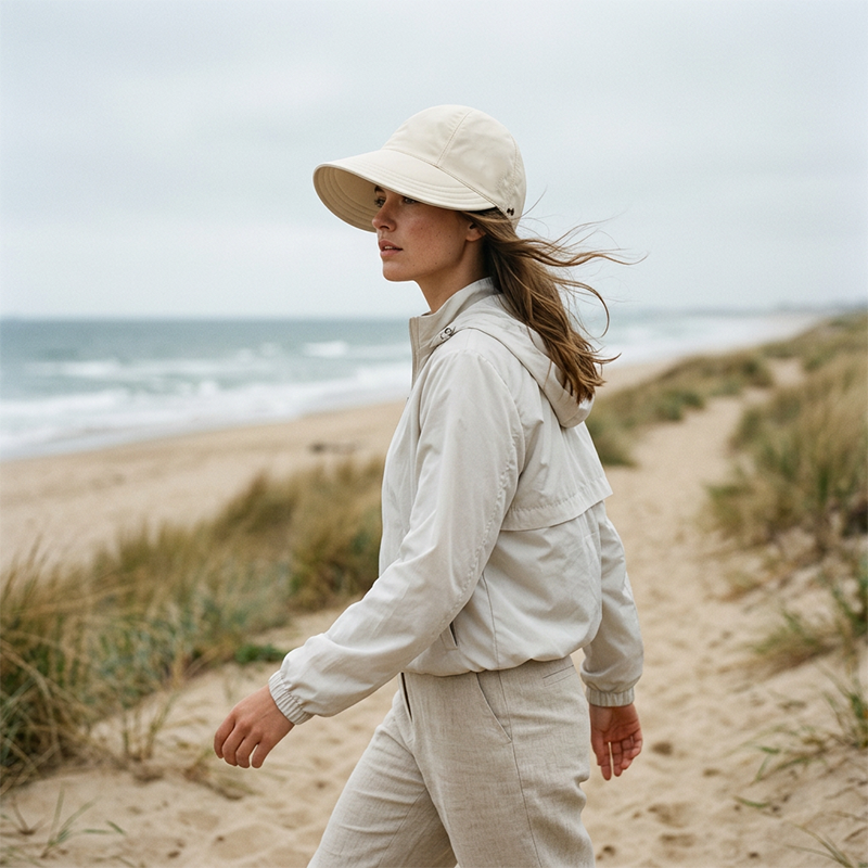 👒 Andningsbar Solhatt med Hästsvansöppning – UPF 50+ Skydd, Justerbart Band & Strukturbevarande Design 🏖️