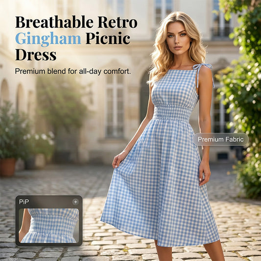 👗🌸 Rutig smockad maxiklänning