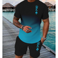 3D-T-shirt och shorts i gradientmönster för herrar – en avslappnad sommaroutfit i två delar